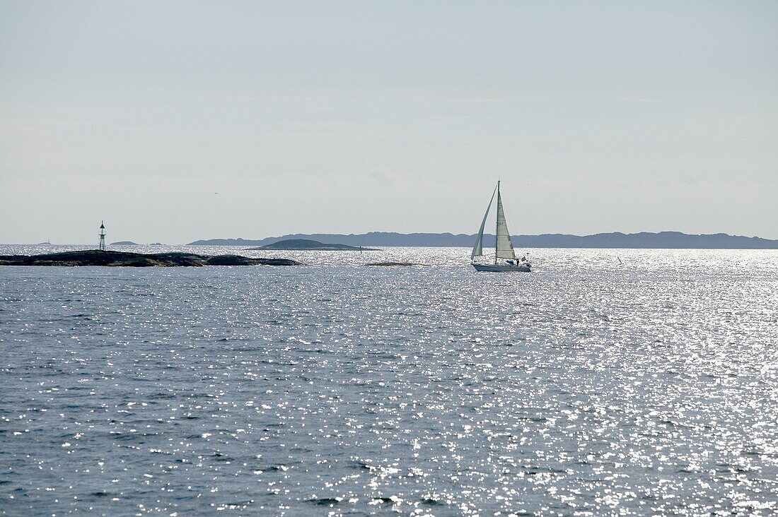 Sailing boat on glitzy se, Haugesund, Norway
