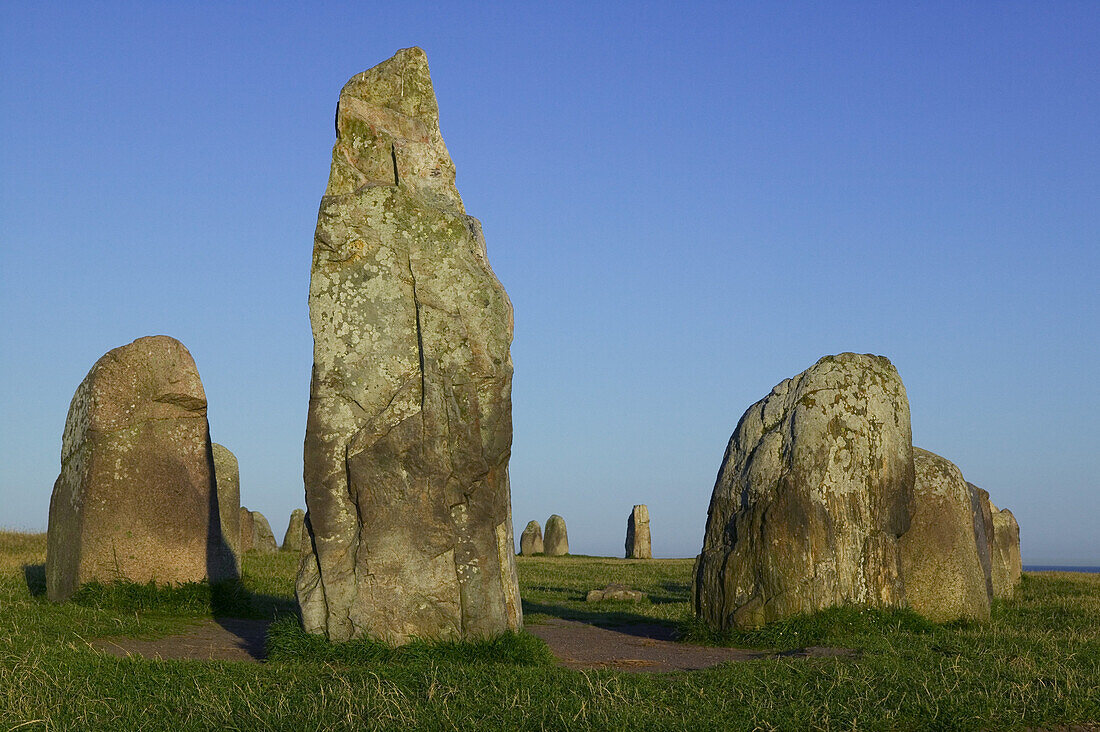 Ales Stenar (Stones, Sweden's largest preserved ship setting, stones set in the layout of a ship), Kaseberga, osterlen, Skane, Sweden