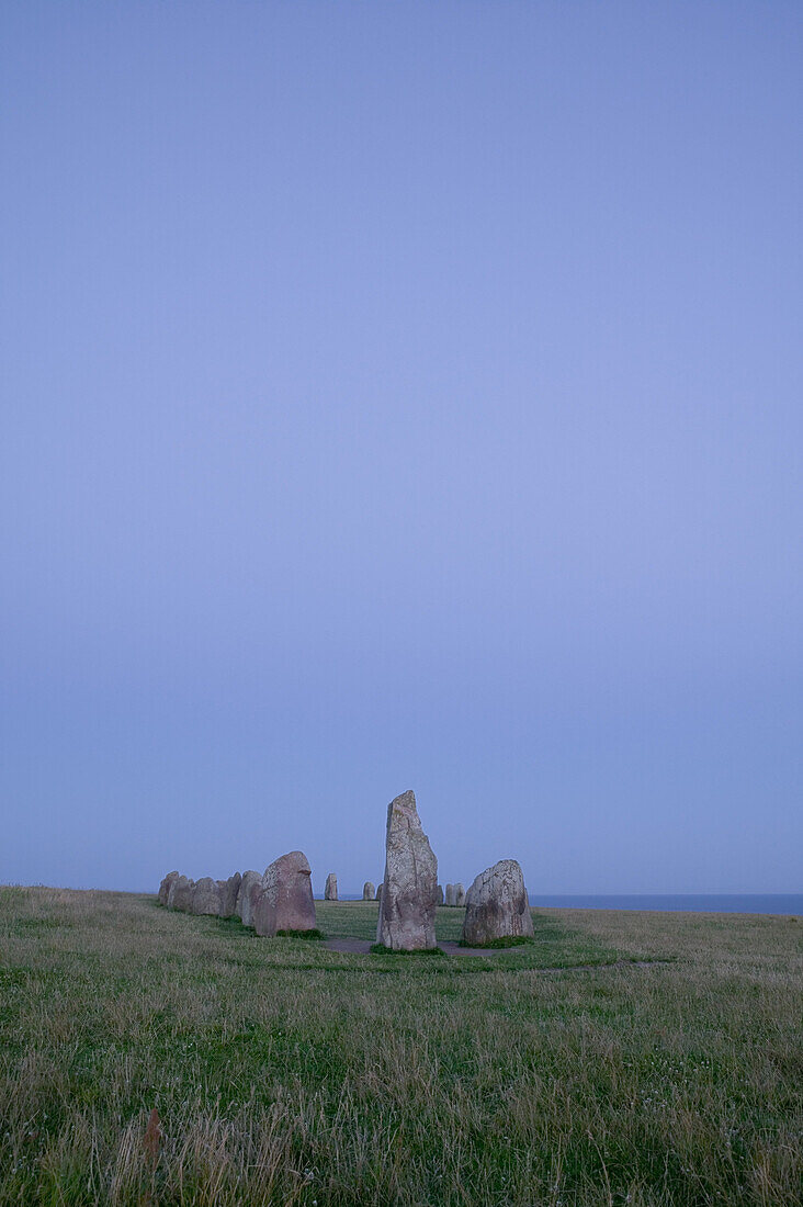 Ales Stenar (Stones, Sweden's largest preserved ship setting, stones set in the layout of a ship), Kaseberga, osterlen, Skane, Sweden