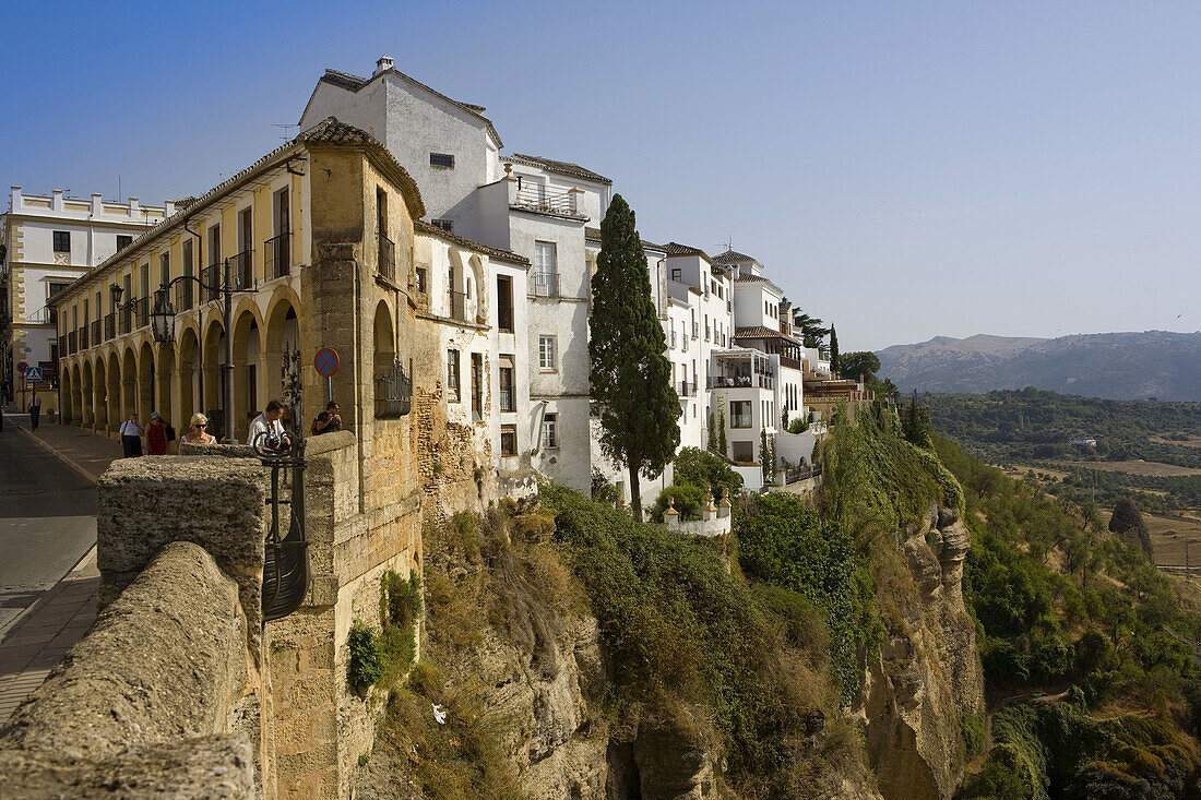 Houses on the gorge, Ronda, White Towns of Andalusia. Malaga province, Andalucia, Spain