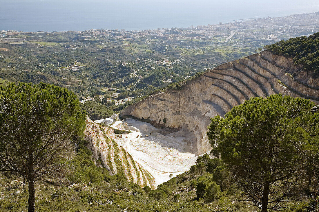 Stone quarry, Sierra de Mijas, Malaga province, Andalucia, Spain