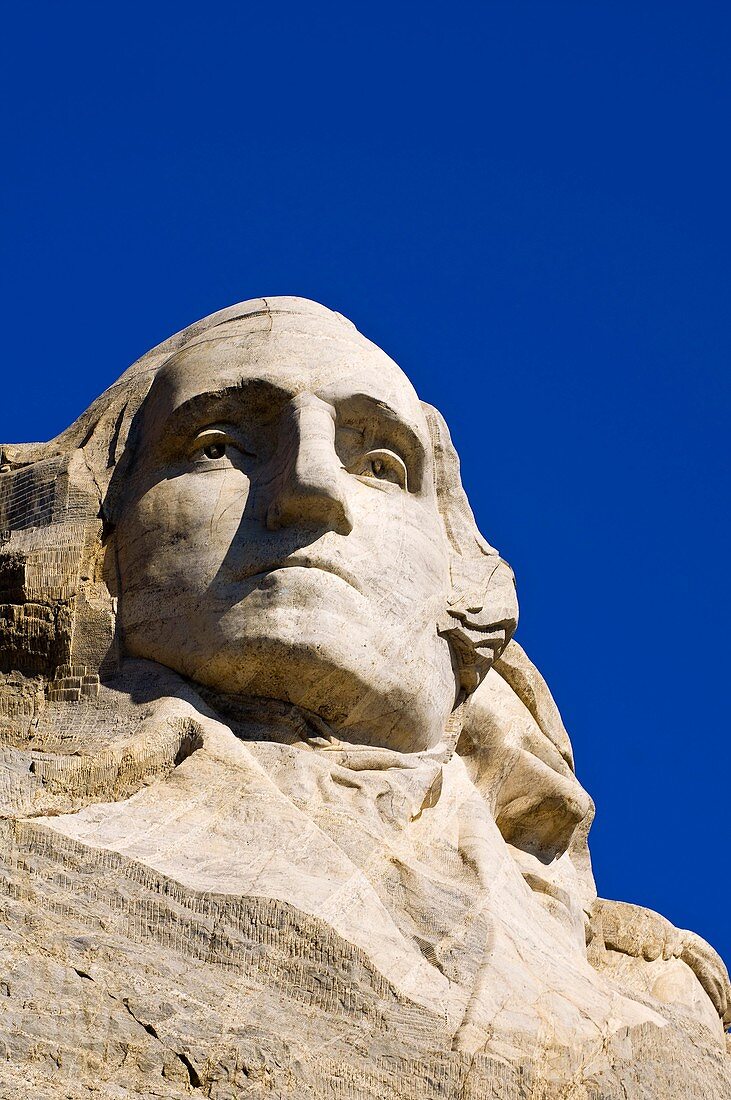Face of President George Washington, Mount Rushmore National Memorial, Black Hills, South Dakota USA