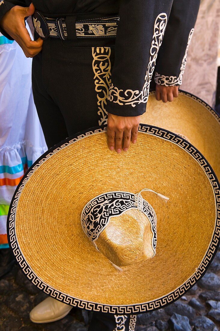 Mexican dancers in costume during folkloric performance at the Casa Herradura tequila distillery, town of Tequila, Jalisco, Mexico