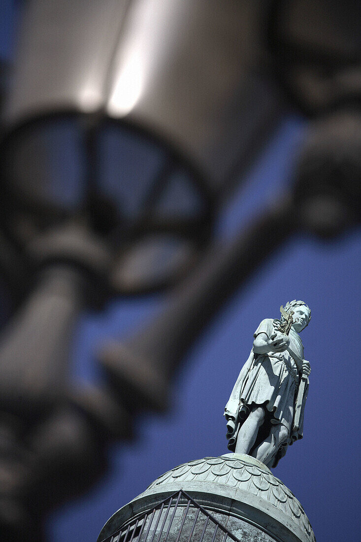 Napoleon´s statue toped Vendome Column in the center of Place Vendome, Paris. France