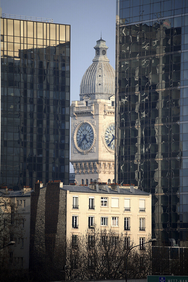 Clock tower of Gare de Lyon, Paris. France