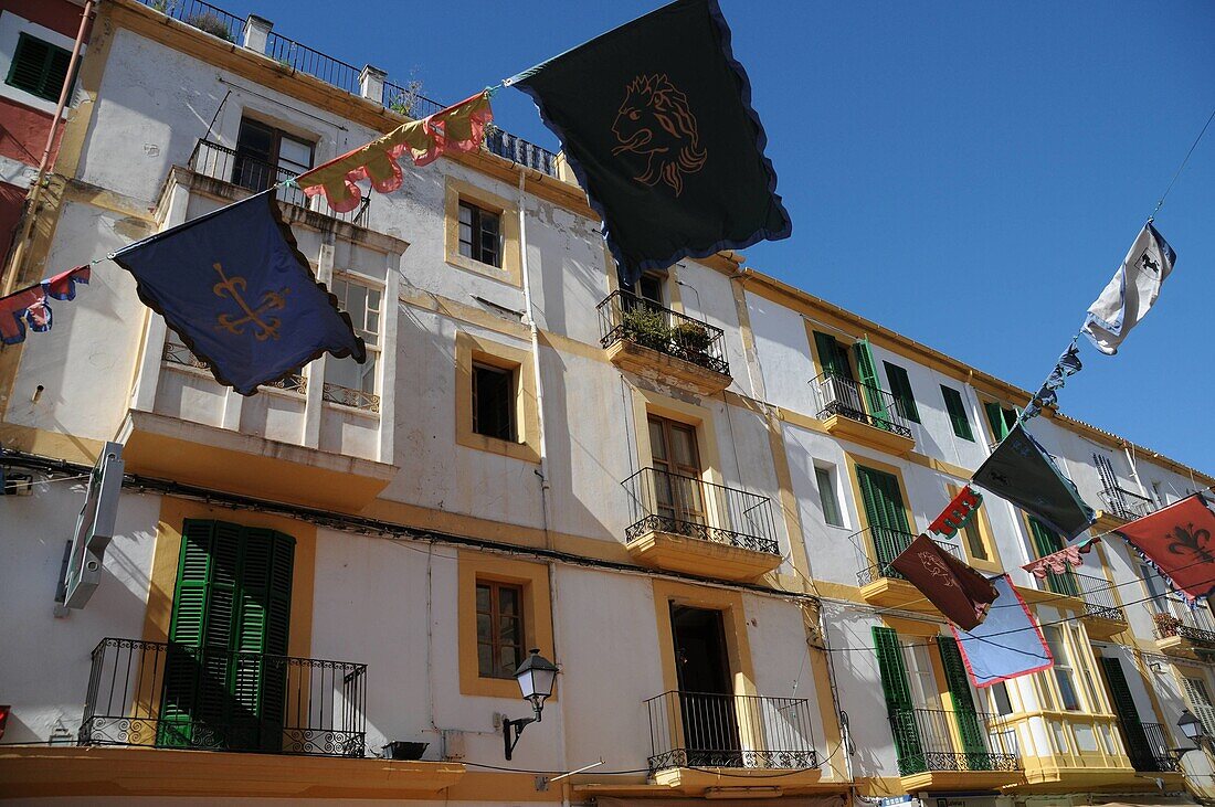 Residential Apartment Buildings , Plaza de Vila , Old Town , Dalt Vila , Eivissa , Ibiza, Spain