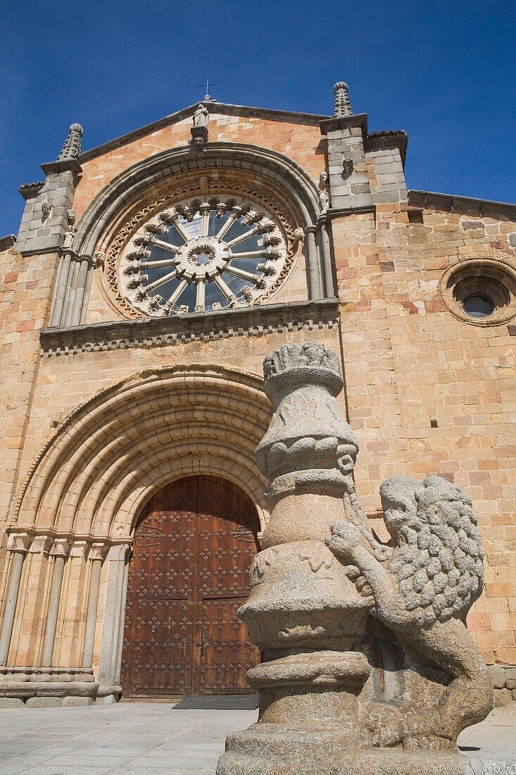 San Pedro church, in romanesque style with a rosette Cistercian in the city of Avila  World Heritage City  Castilla y León, Spain