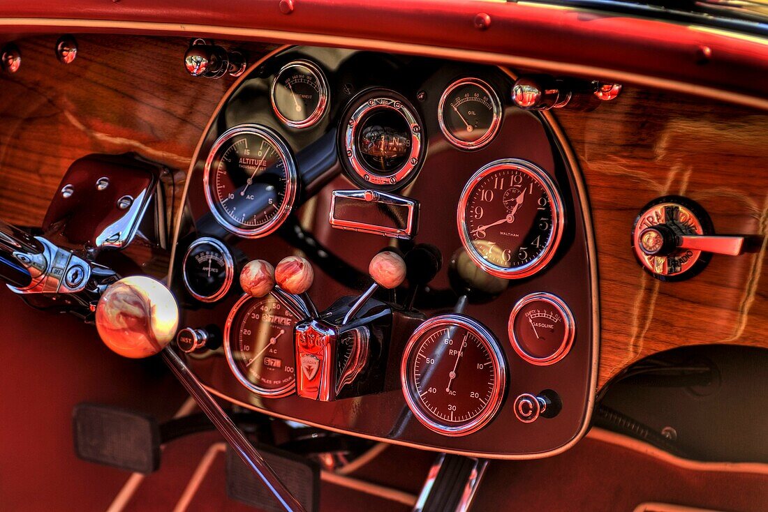 1930, Ace, Aces, Antique, Car, Classic, Guages, Jordan, Model, Odometer, Old, Pedals, Red, Shift, Speedway, U36-951657, agefotostock 