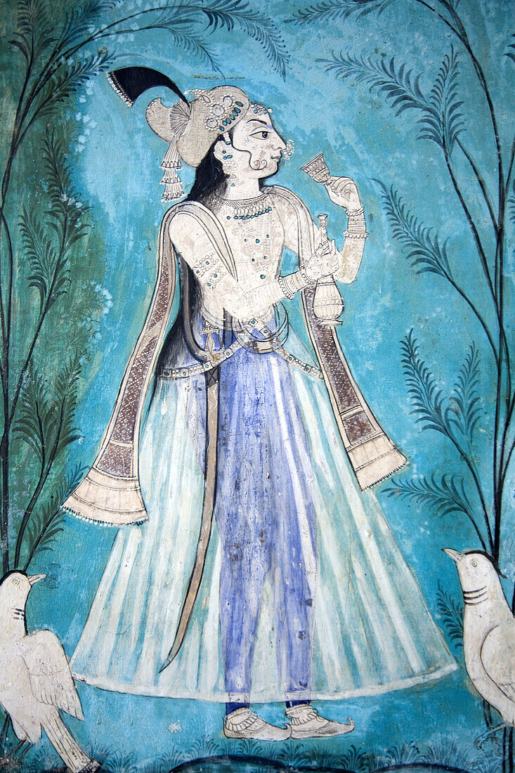 Wall painting at Bundi Palace, Bundi, Rajasthan, India