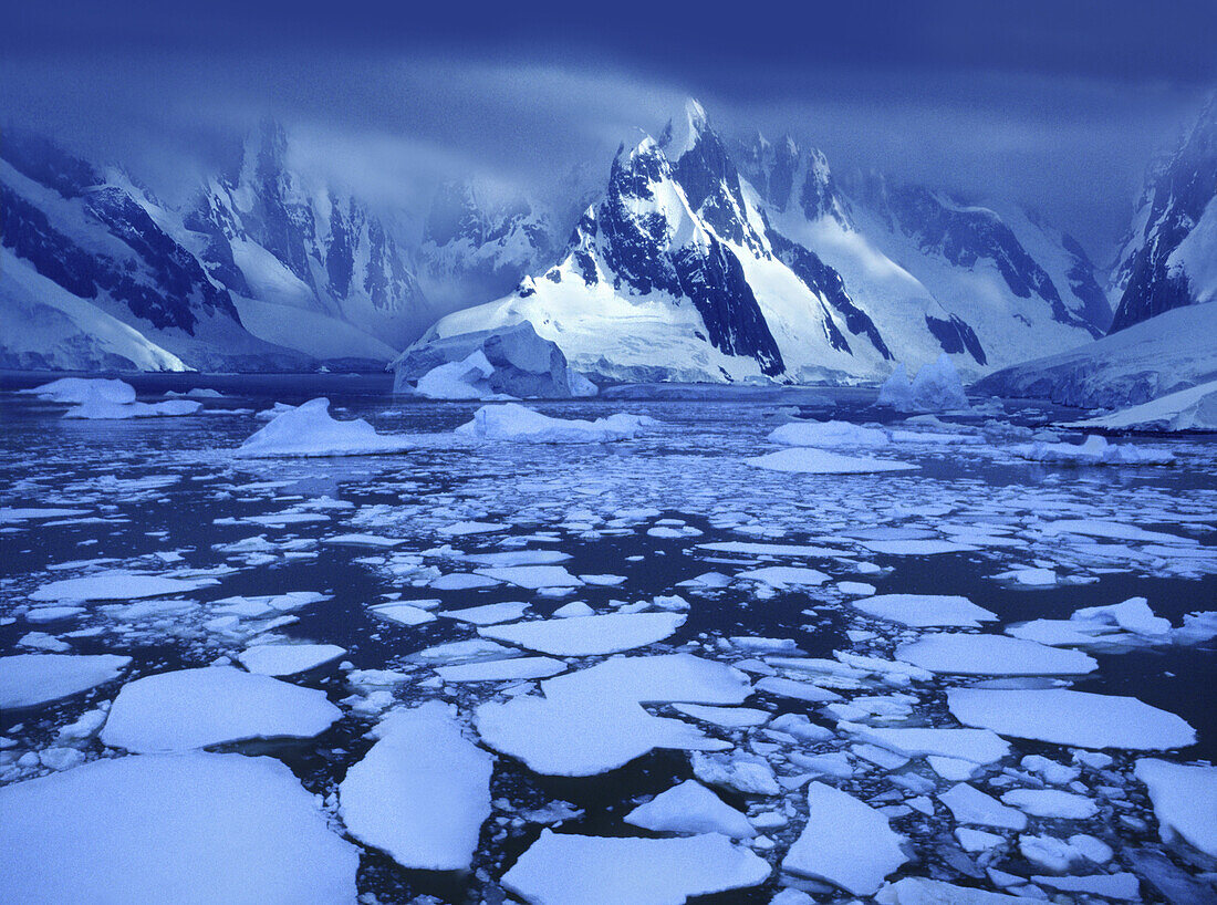 Ice shoals near the Antarctic Circle, Graham Land, Antarctic Peninsula, Antarctica