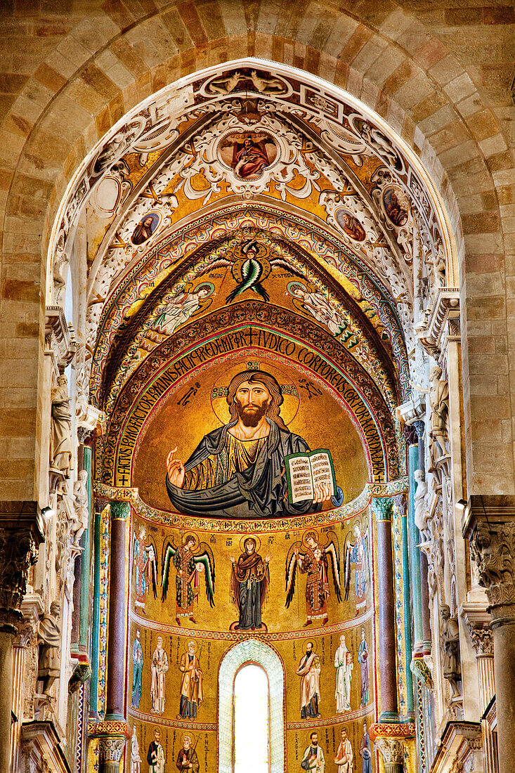 Pantokrator Mosaik, Dom, Cefalù, Sizilien, Italien