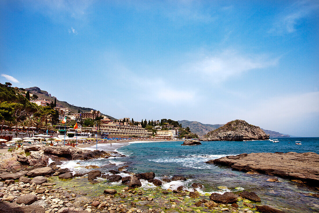 Beach, Mazzaro, Taormina, Sicily, Italy