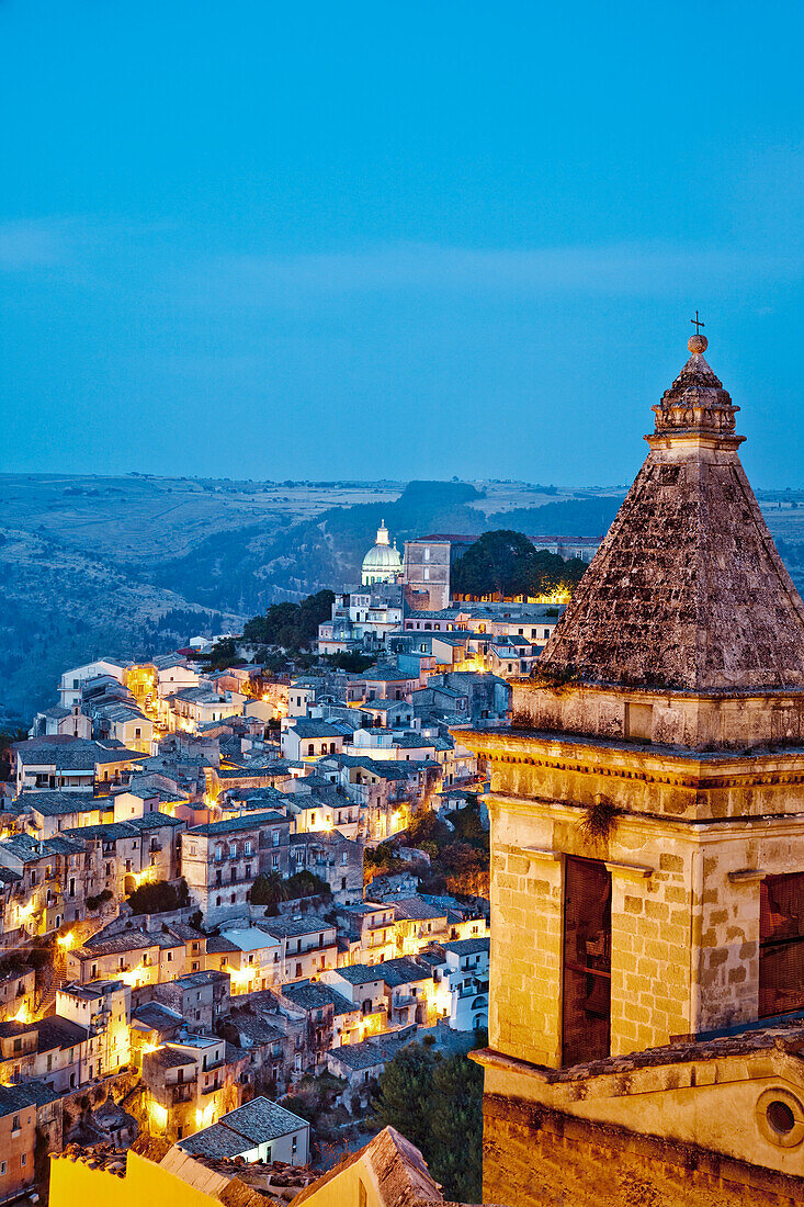 View from Santa Maria delle Scale towards Ragusa Ibla, Ragusa, Sicily, Italy