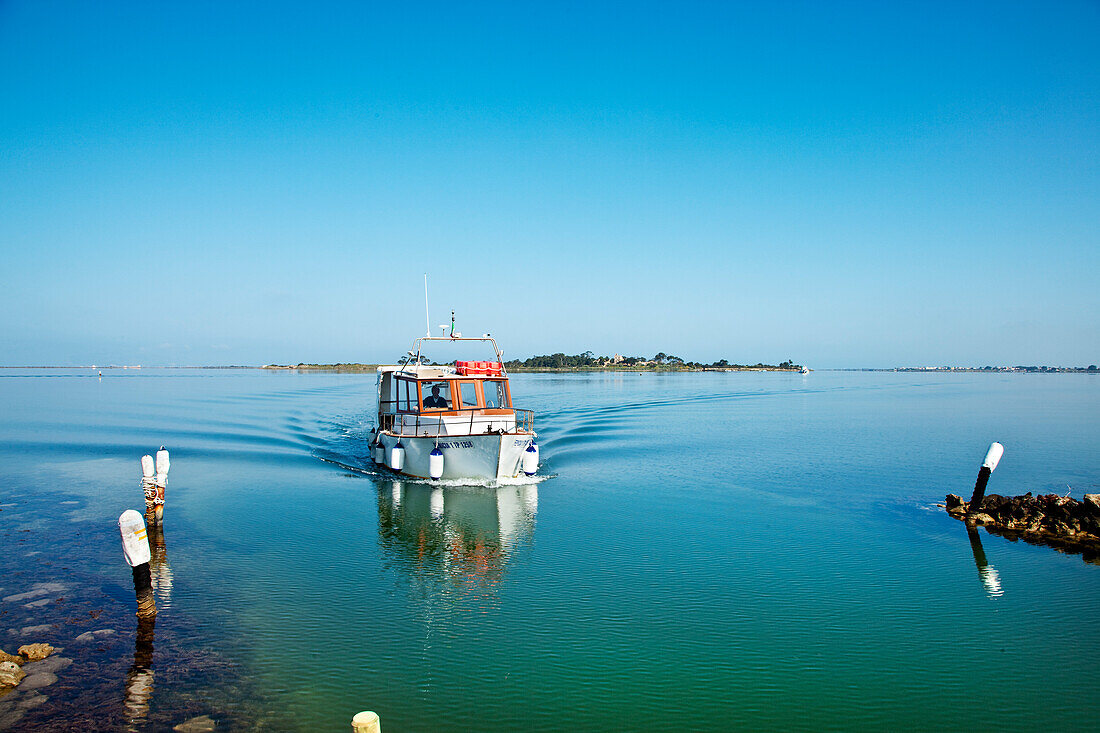 View to island of Mozia, Sicily, Italy