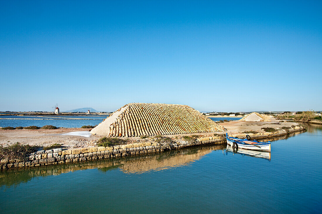 Windmühle, Saline Infersa, Mozia, Sizilien, Italien, Europa