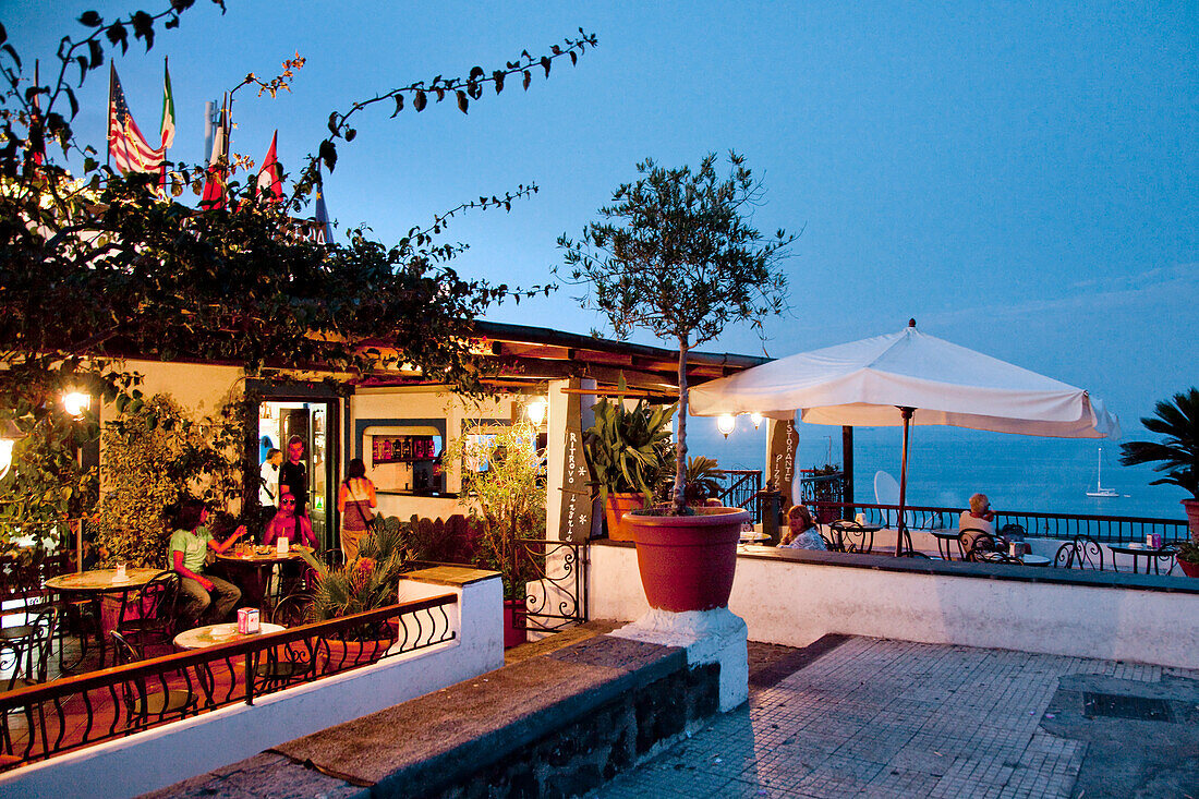 Bar, Piazza San Vincenzo, Stromboli volcanic Island, Aeolian islands, Sicily, Italy