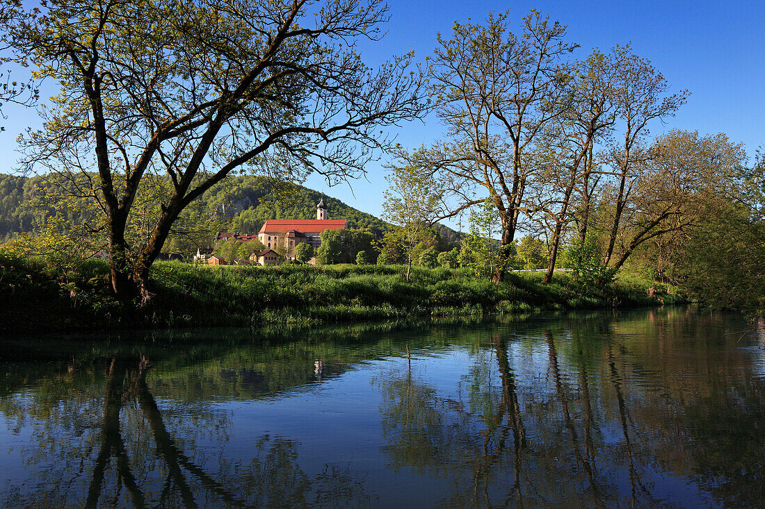 Beuron monastery, Upper Danube nature park, Danube river, Baden-Württemberg, Germany