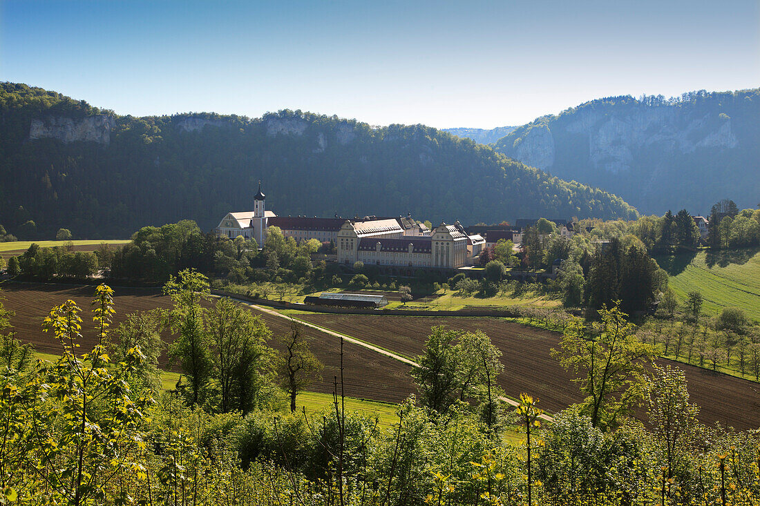 Beuron monastery, Upper Danube nature park, Danube river, Baden-Württemberg, Germany