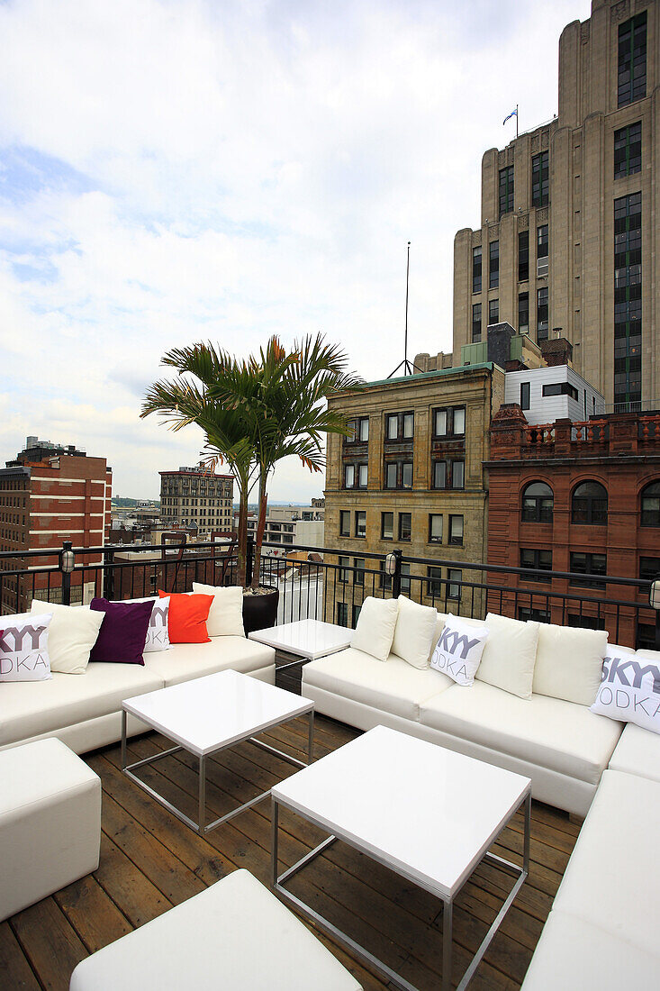 The rooftop terrace, Old Montreal Hotel, Montreal, Quebec, Canada