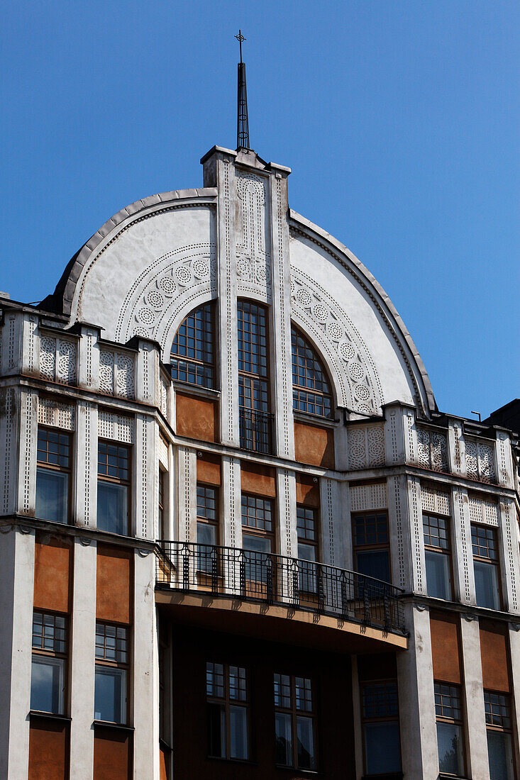 Georgsgatan street with art deco building, Helsinki, Finland