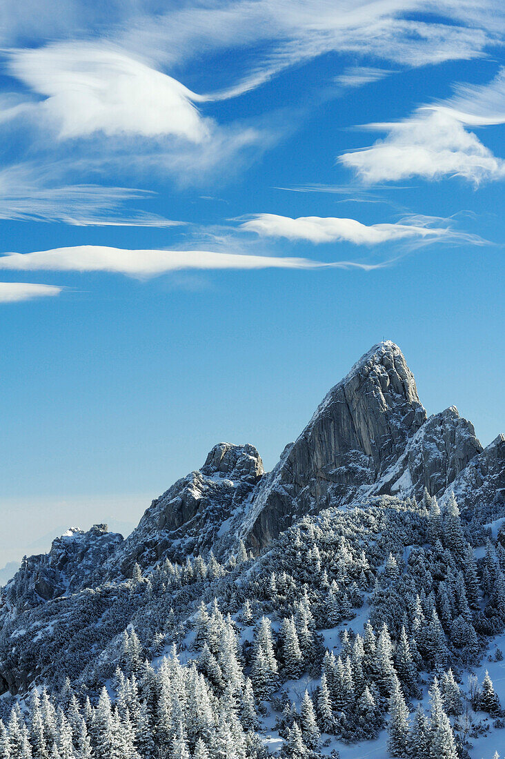 Clouds above Ruchenkoepfe, Rotwand, Spitzing area, Bavarian Pre-Alps, Bavarian Alps range, Upper Bavaria, Bavaria, Germany