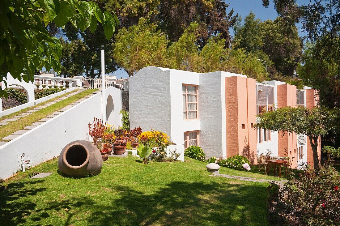 Exterior of the Posada del Puente Hotel in Arequipa, Peru