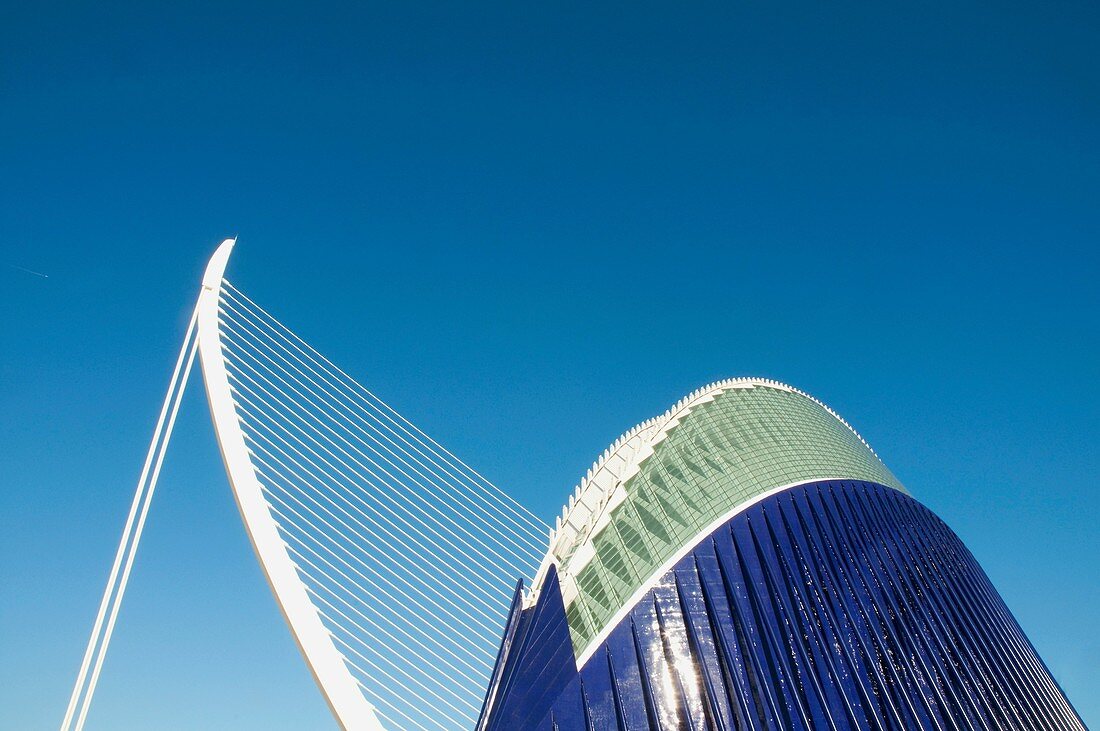 L´Assut d´Or bridge and Agora, City of Arts and Sciences. Valencia, Comunidad Valenciana, Spain.