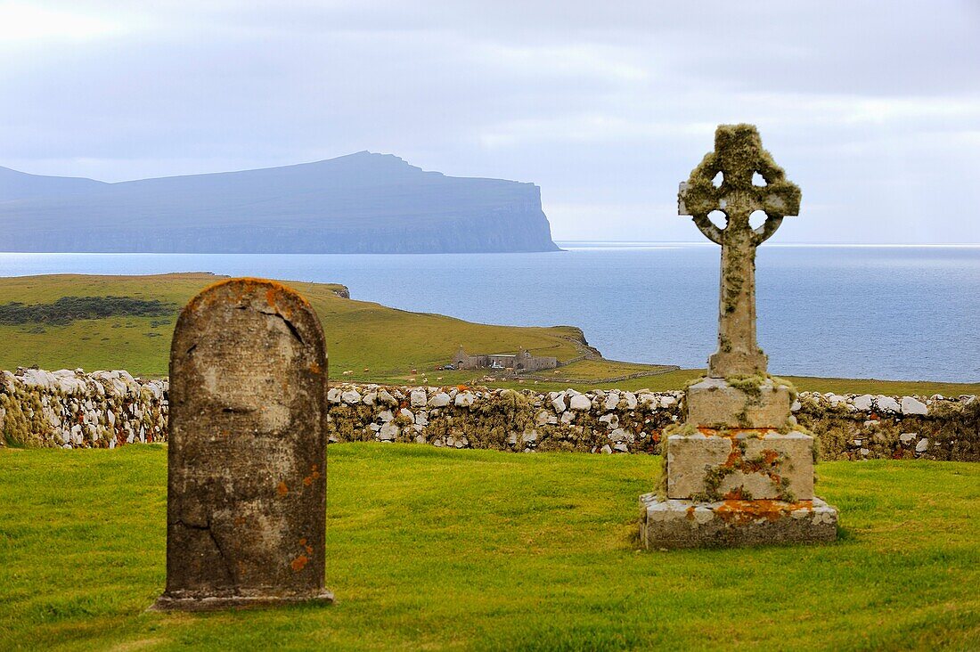 Great Britain, Scotland, Isle of Skye, Waternish peninsula, The graveyard of Trumpan church