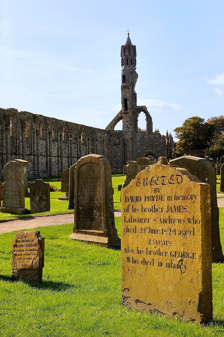 Great Britain, Scotland, St Andrews, The cemetery and ruins of the cathedral