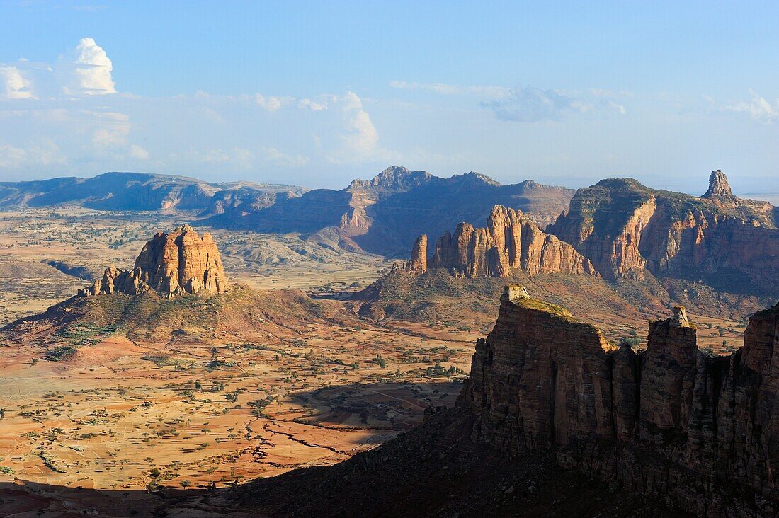 Ethiopia, Tigray, Hawsien region, Gheralta range from the top of Daniel Korkor church