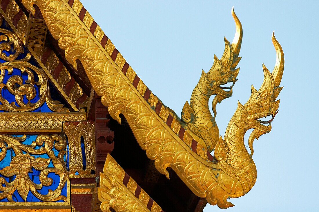 Naga finials in Wat Phrathat Doi Suthep, a highly revered Buddhist temple in Chiang Mai, Thailand