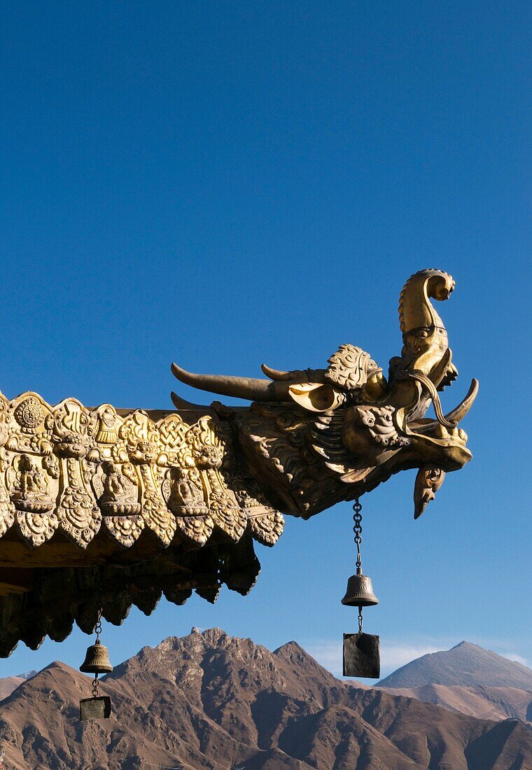 Detail of a dragon ornament at the Jokhang temple, Lhasa, Tibet