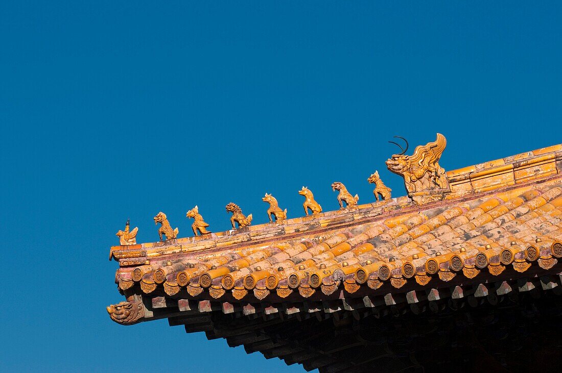 Roof detail at the Forbidden City in Beijing China