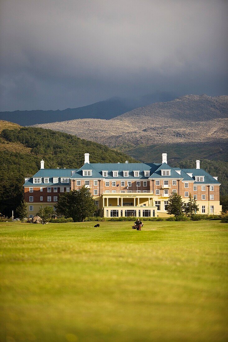 One of the most scenic settings for a classy hotel can be found at the Bayview Chateau Tongariro, located in the Tongariro National Park, Mount Ruapehu can often be seen across the golf course lawns, North Island, New Zealand