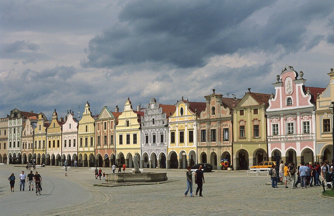 Town square of Telc  Czech Republic