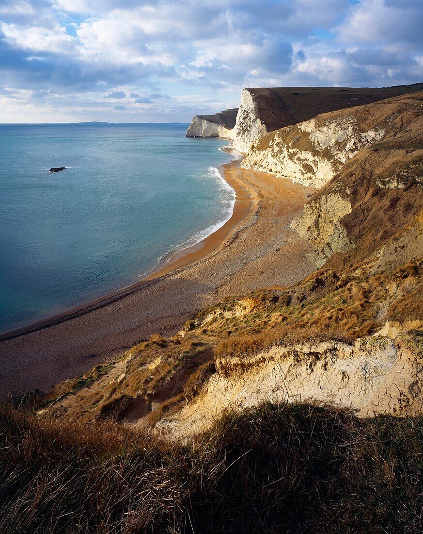 The cliffs of Bats Head and Swyre Head by Durdle Door on the Dorset Jurassic Coast, West Lulworth, Dorset, England, United Kingdom
