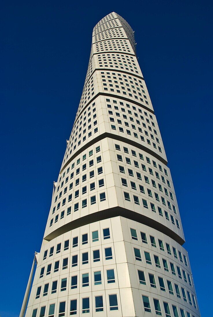 Turning Torse highrise building by Santiago Calatrava at West harbour in Malmö Skåne Sweden Europe