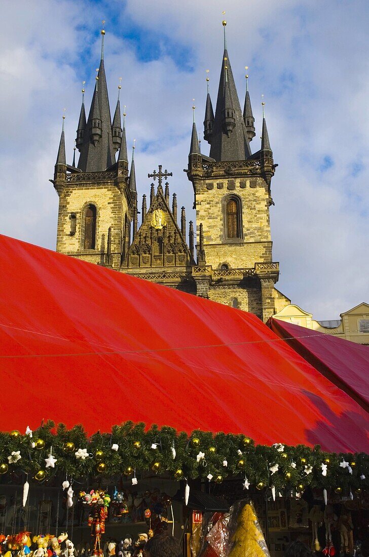 Christmas market at old town square in Prague Czech Republic Europe
