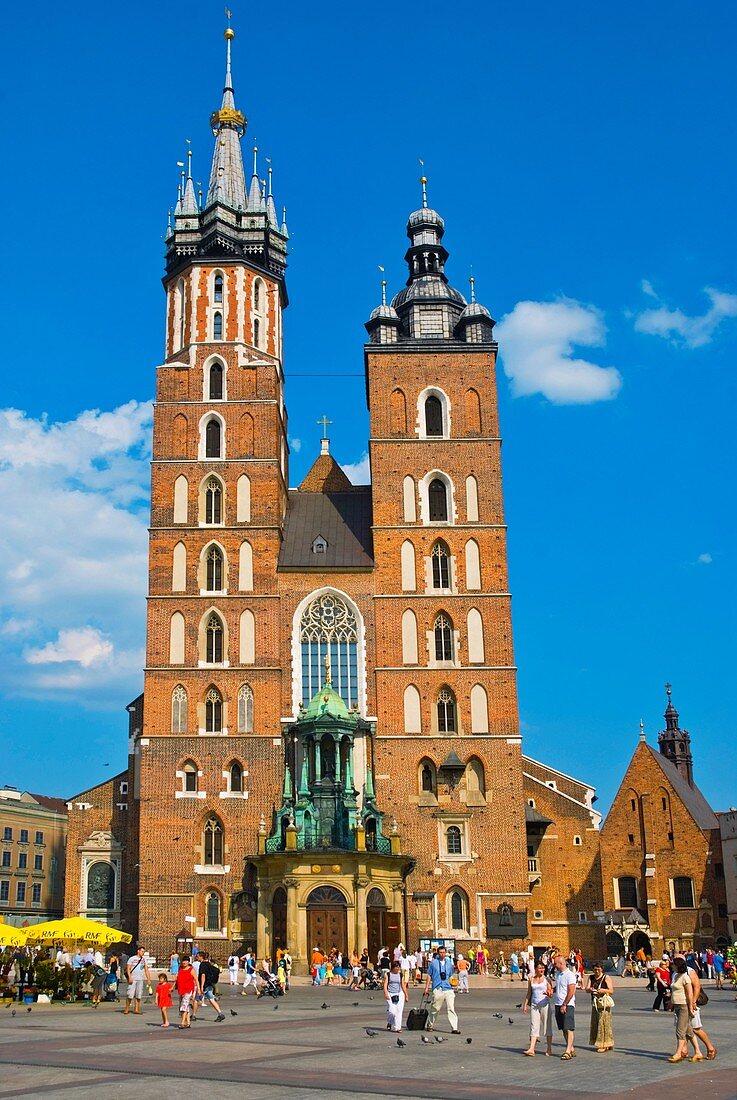 Rynek Glowny the old town square in Krakow Poland Europe