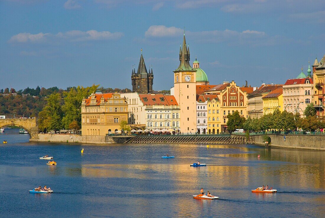 Pedalos on River Vltava Prague Czech Republic Europe