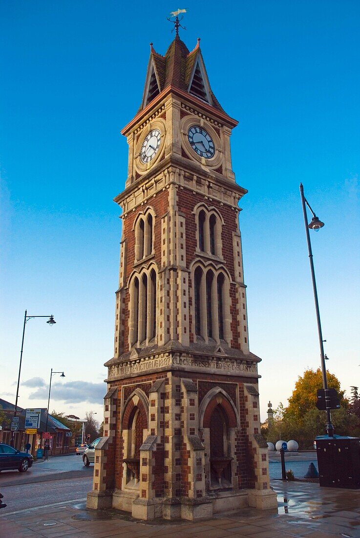 Clock tower High street Newmarket Suffolk England UK Europe