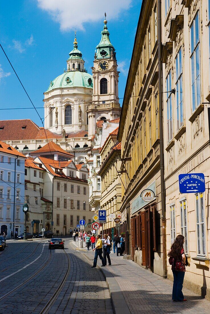 Karmelitska street in Mala Strana district of Prague Czech Republic Europe