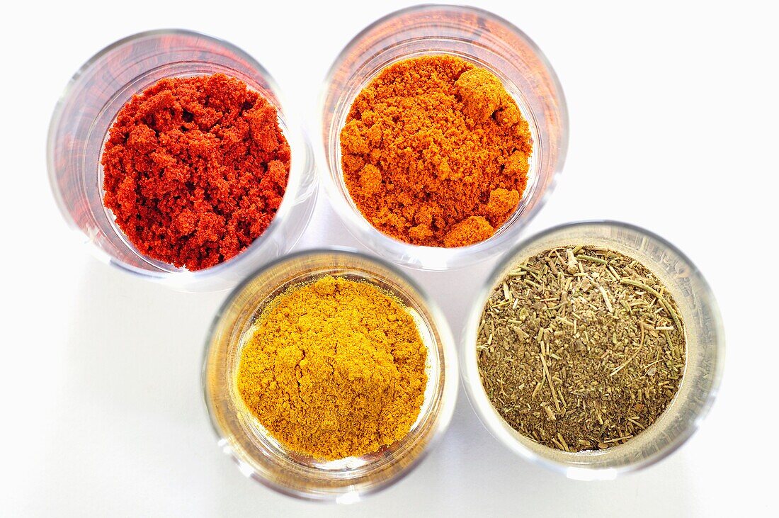 Variety of Spices, Curry, Paprika, Coriander, Cumin