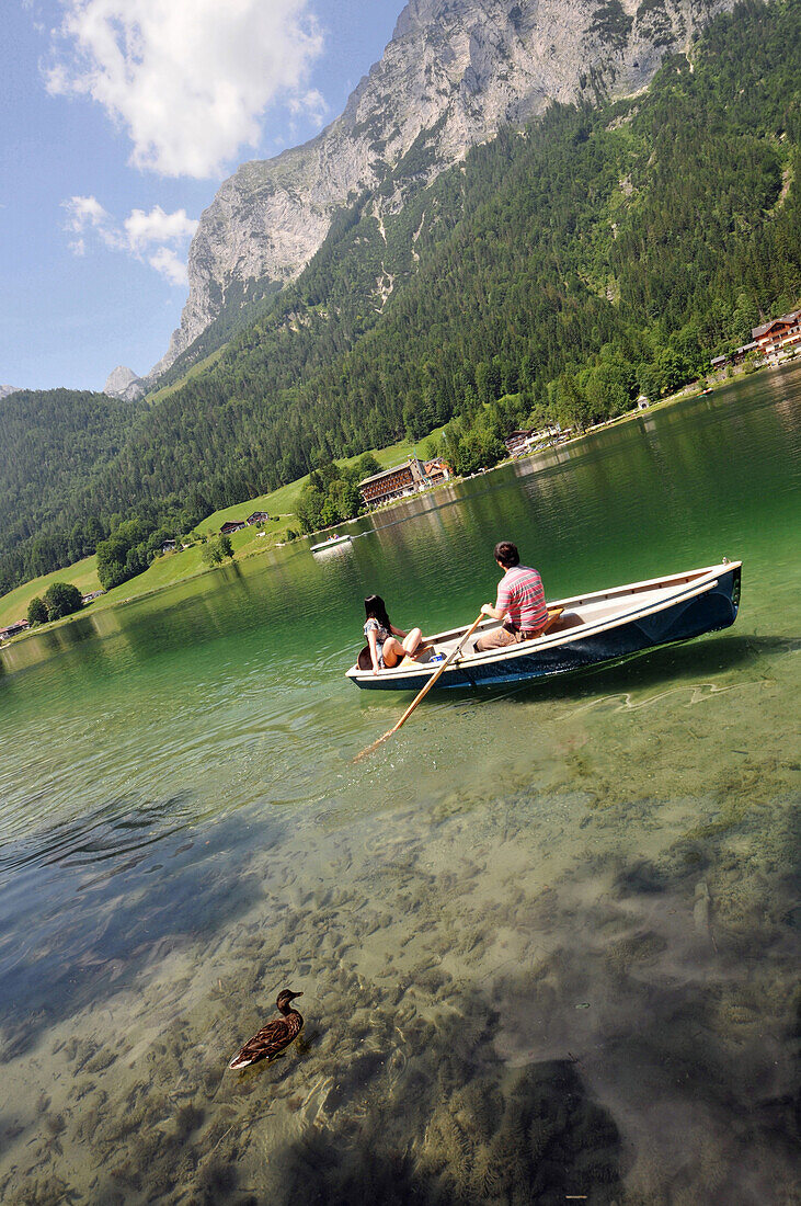 Lake Hintersee near Ramsau, Berchtesgadener Land, Upper Bavaria, Bavaria, Germany