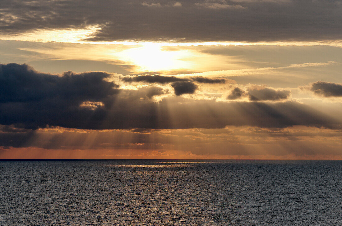 Baltic Sea at Cape Arkona under clouded sky, Ruegen, Mecklenburg-Western Pomerania, Germany, Europe