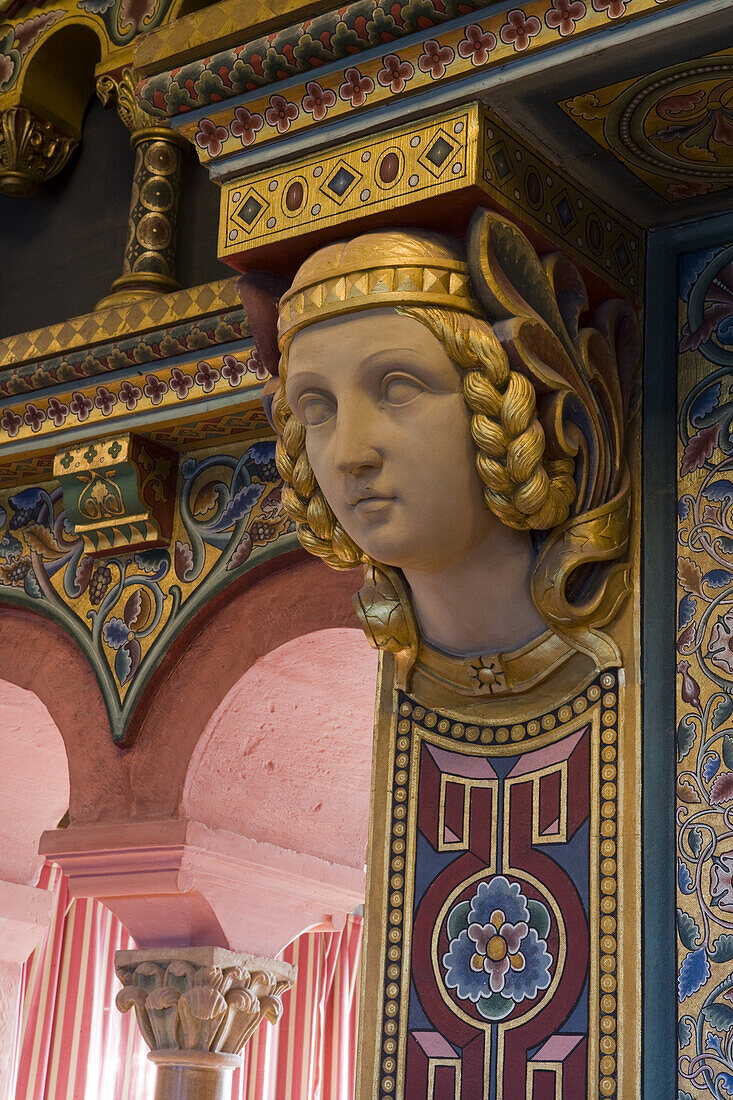 Detail von Säule im Festsaal der Wartburg, Eisenach, Thüringen, Deutschland, Europa
