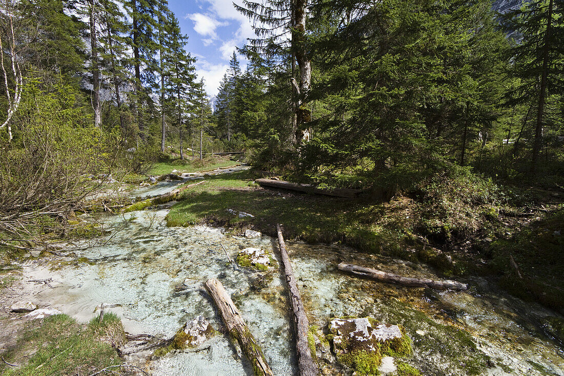 Scenery around Isar river source, Hinterau Valley, Karwendel range, Tyrol, Austria