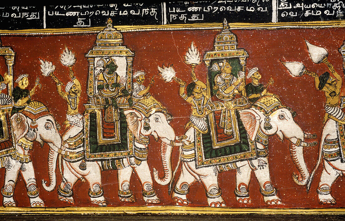 18th century Murals in Bodinayakanur Palace, Tamil Nadu