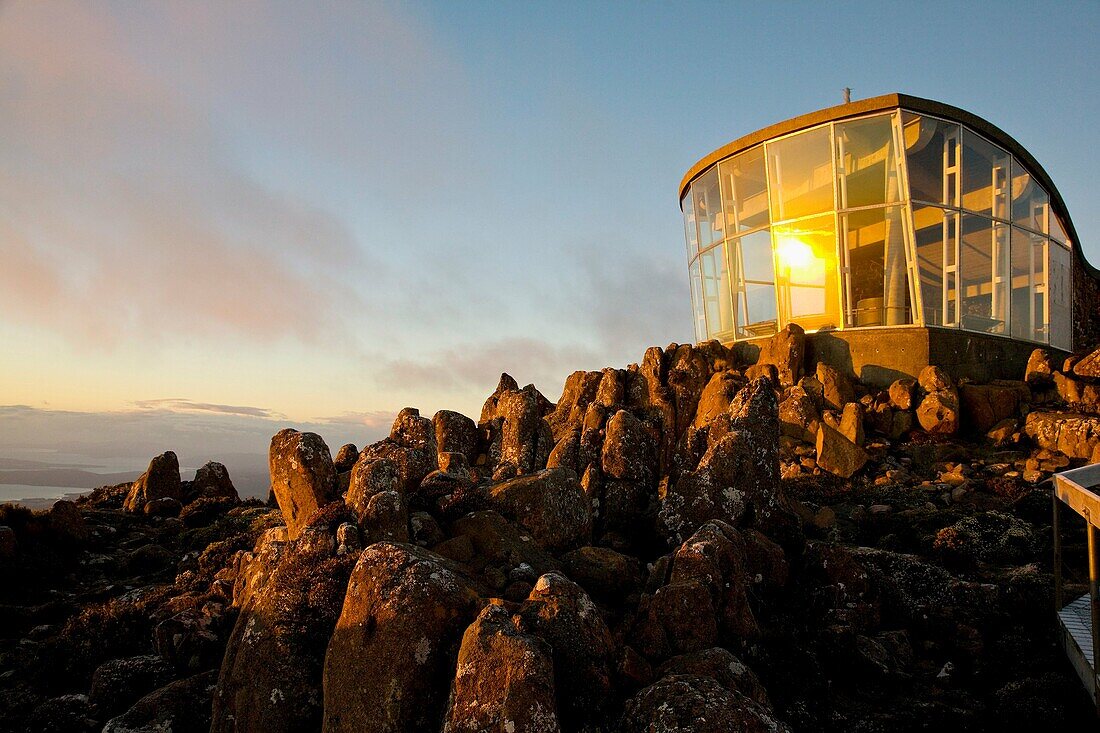 Lookout at dawn on the summit of Mount Wellington, Tasmania, Australia