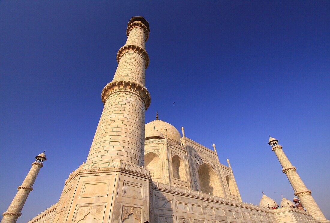 Details of the architecture and workmanship of the Taj Mahal in Agra, India